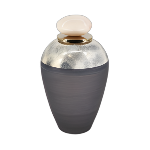 VIDRIO, JARRÓN DE 17´´ CON TOPPER DE RESINA, GRIS