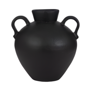 TERRACOTTA, JARRA ORGÁNICA DE 16´´ CON 2 MANIJAS, NEGRO