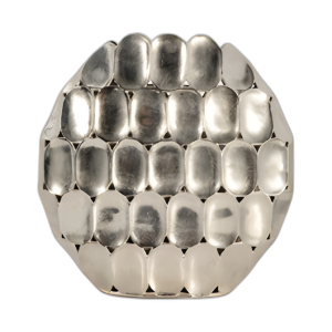 METAL, JARRÓN OVALADO DE 17´´ , PLATA