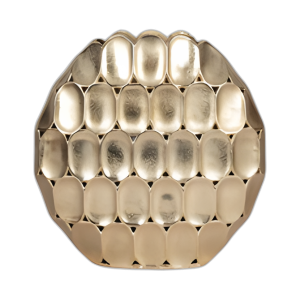 METAL, JARRÓN OVALADO DE 17´´ , CHAMPÁN