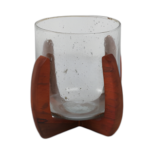 VIDRIO, 8´´ SOPORTE VOTIVO CON BASE, MARRÓN/ TRANSPARENTE