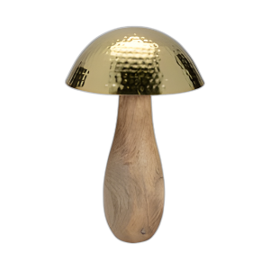 METAL, HONGO DE 16´´ CON BASE DE MADERA, ORO