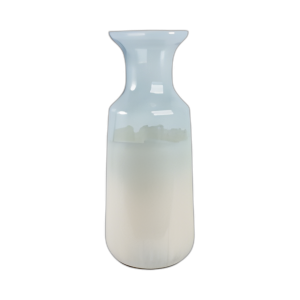 JARRÓN DE VIDRIO ESMERILADO DE 17X7´´ , AZUL/BLANCO