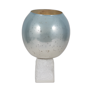 GLASS, 15´´ BASE DE MÁRMOL DE PILAR DE TAZÓN, AQUA/WH