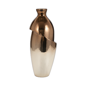 VIDRIO, JARRÓN ABSTRACTO DE 19´´ , BRONCE