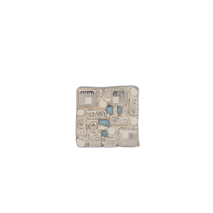 CUERO FALSO, CAJA DE ARRUGAS DE 8´´ , AZUL/PLATA