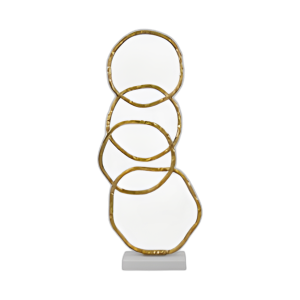 METAL, ANILLO MÚLTIPLE DE 31´´ CON BASE DE MÁRMOL, ORO