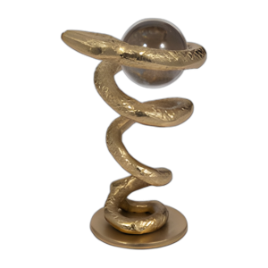 METAL, BOBINA DE SERPIENTE DE 7´´ CON BOLA ACRÍLICA, ORO