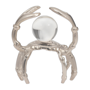 METAL, 7´´ CANGREJO DE BAILE CON BOLA DE ACRÍLICO, PLATA