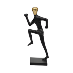 METAL, 15´´ CANDELADOR CÓNICO DE HOMBRE CORRIENDO, ORO/B