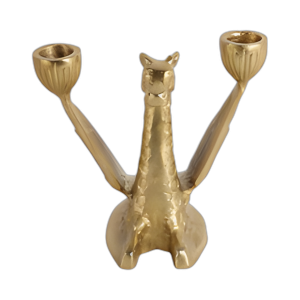 METAL, GIRAFFE DE 6´´ CON CANDELABRO CON CÁRCEL CON CÓNICAS,