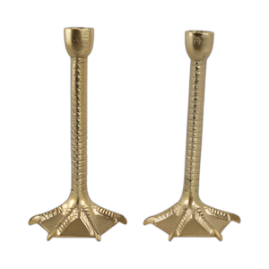 METAL, S/2 9´´ CANDELAS DE CAZAS CON CÓNICAS DE LAS PIERNAS DE PÁJAROS, ORO