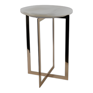 METAL, TABLA DE ACENTO SUPERIOR DE SELENITE DE 20´´ , MARFIL/ORO