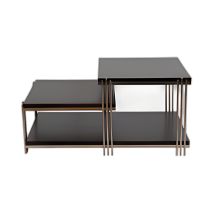 METAL/MADERA, MESA DE CAFÉ DE TRES NIVELES DE 42´´