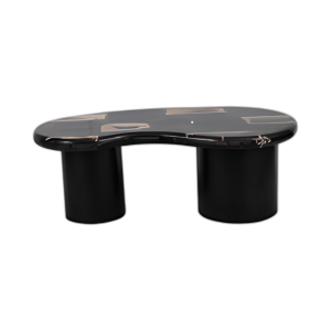 MADERA PETRIFICADA, MESA DE CAFÉ DE RIÑÓN DE 51´´ , NEGRO