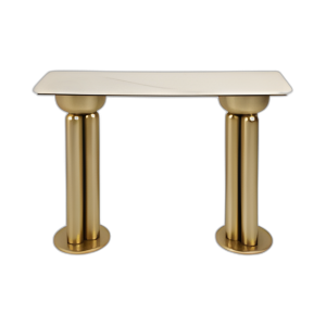 METAL, CONSOLA SUPERIOR DE MÁRMOL DE 42´´ , ORO/BLANCO