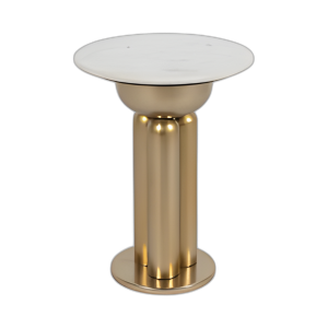 METAL, MESA LATERAL SUPERIOR DE MÁRMOL DE 22´´ , ORO/BLANCO