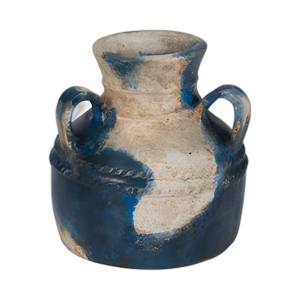 TERRACOTTA, JARRA TRIPLE DE 12´´ , AZUL/MARFIL