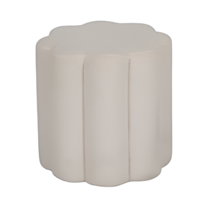 18´´ OTOMANO BOUCLE EN FORMA DE PÉTALO, BLANCO