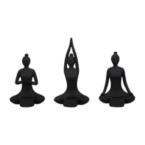 S/3 9´´ CANDELADOR DE RESINA, NEGRO