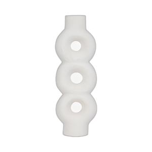 CER, JARRÓN DE CÍRCULOS APILADOS CON TEXTURA DE 17´´ , BLANCO