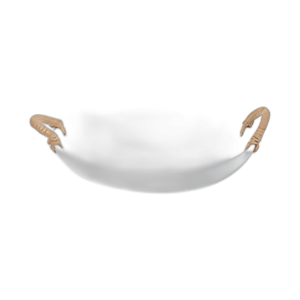 TAZÓN DE CEMENTO DE 12´´ CON MANIJAS TEJIDAS, BLANCO