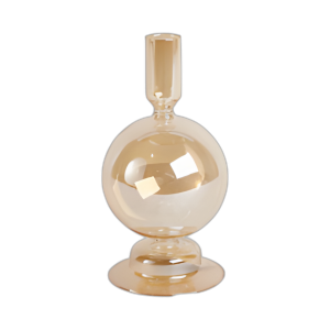 CANDELADOR DE CAZAS DE BURBUJAS DE VIDRIO DE 7´´ , BRILLO DE ORO