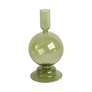 CANDELADOR DE CAZAS DE BURBUJAS DE VIDRIO DE 7´´ , OLIVA