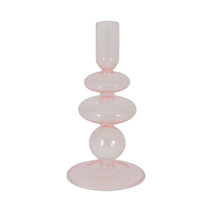 7´´ CANDELADOR DE CAZAS DE VIDRIO VINTAGE, ROSA