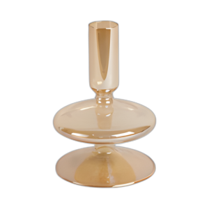 5´´ CANDELADOR DE CÁRCEL DE VIDRIO VINTAGE, BRILLO DE ORO