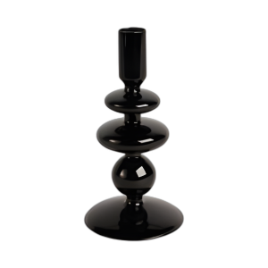 7´´ CANDELADOR DE CAÑAS DE VIDRIO VINTAGE, NEGRO