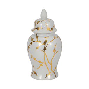 FRASCO DE LA TEMPLO DE LA FLOR DE CEREZA DORADA DE 14´´ , BLANCO