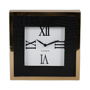 RELOJ CUADRADO CROC CROC DE CUERO DE 10´´ , NEGRO/DORADO