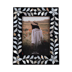 MARCO DE FOTOS DE 5X7 MOTHER OF PEARL INLAY VINE, NEGRO