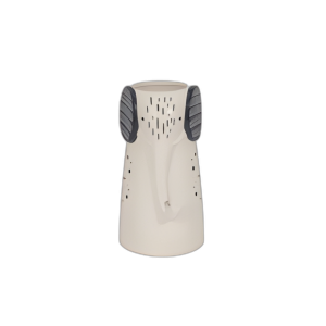 ELEFANTE DE 9´´ CON ABERTURA DEL JARRÓN, BLANCO/NEGRO