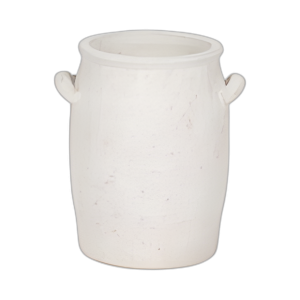 8´´ EL JARRÓN DE MANGO TRADICIONAL ACABADO ÁSPERO, BLANCO