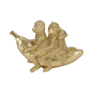 8´´ TRES MONOS EN PLÁTANO, ORO