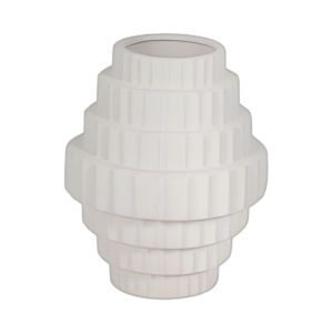 VASADOR ESCALONADO CON TEXTURA DE 8´´ , BLANCO
