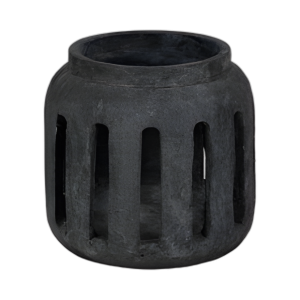 HURACÁN DE LINTERNA REDONDA DE 10´´ CON LISTONES ABIERTOS, NEGRO