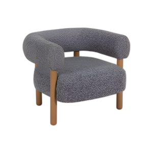 SILLA DE ACENTO REDONDO CON PATAS DE MADERA, GRIS