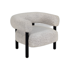 SILLA DE ACENTO REDONDO CON PATAS DE MADERA, MOTEADA WHT