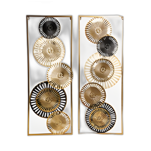 S/2 32´´ PANELES DE PARED DE METAL DE DISCO PERFORADOS, DORADO MULTI