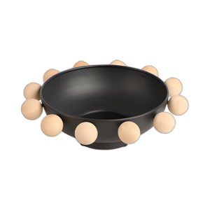 TAZÓN DE 13´´ CON GRANDES PERILLAS DE MADERA, NEGRO