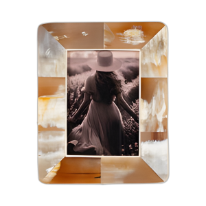 MARCO DE FOTOS DE BOCINA DE BORDE CURVO DE 5X7, TAN MULTI