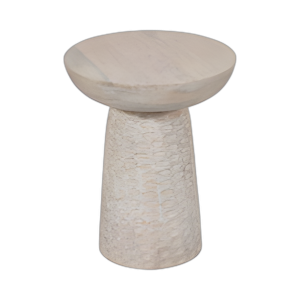 MESA DE ACENTO DE MADERA DE BASE DE 20´´ , LAVADO BLANCO