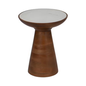 TOP DE MÁRMOL DE MESA DE ACENTO DE MADERA DE 20´´ , NATURAL/BLANCA