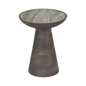 MESA DE ACENTO DE MADERA DE 20´´ TOP DE MÁRMOL BASLANA, BLK