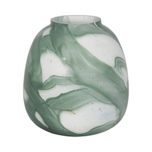 JARRÓN DE FLUJO Y FLUJO DE 13´´ , VERDE/TRANSPARENTE