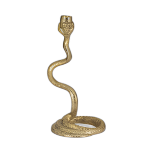 CANDELADOR DE CAÑÓN DE SERPIENTE DE 13´´ , ORO