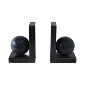 S/2 6´´ MÁRMOL BOOKEND CON ORBE DE 3´´, NEGRO